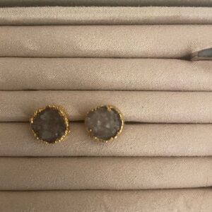 Gold and Brown Stud Earrings